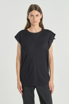 Black light jersey cotton top with shifted front