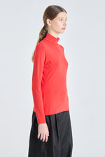 Red turtleneck with zipper