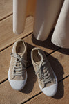 Mouton beige split calf suede leather sneakers
