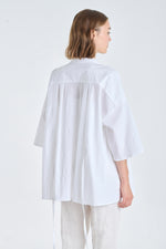 White textured cotton oversized shirt