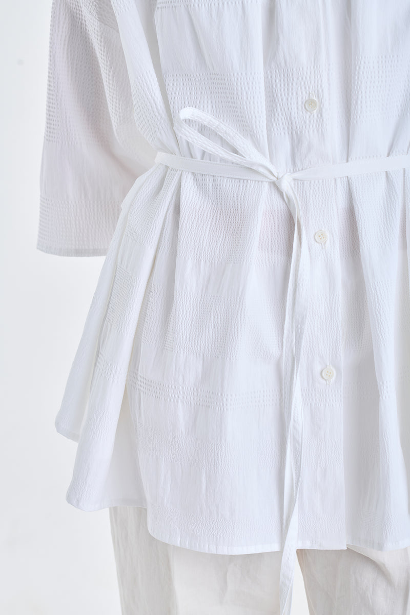 White textured cotton oversized shirt
