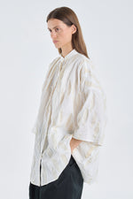 White&beige cotton oversized shirt with stains