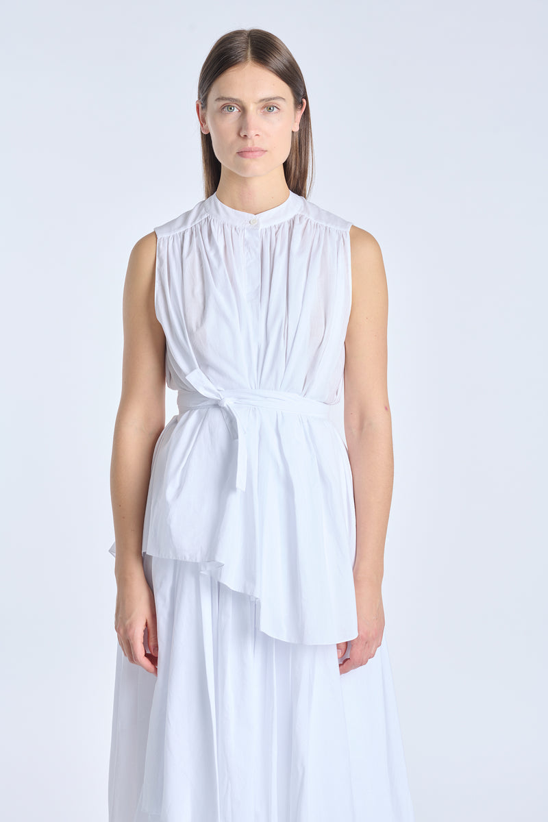 Optic white cotton voile blouse