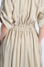 Grey beige bio tencel fluid dress