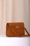 Honey aniline leather multi-strap bag