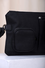 Black cow leather belt bag