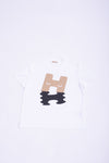 White cotton 'H-LOGO REFLECTION' jersey t-shirt