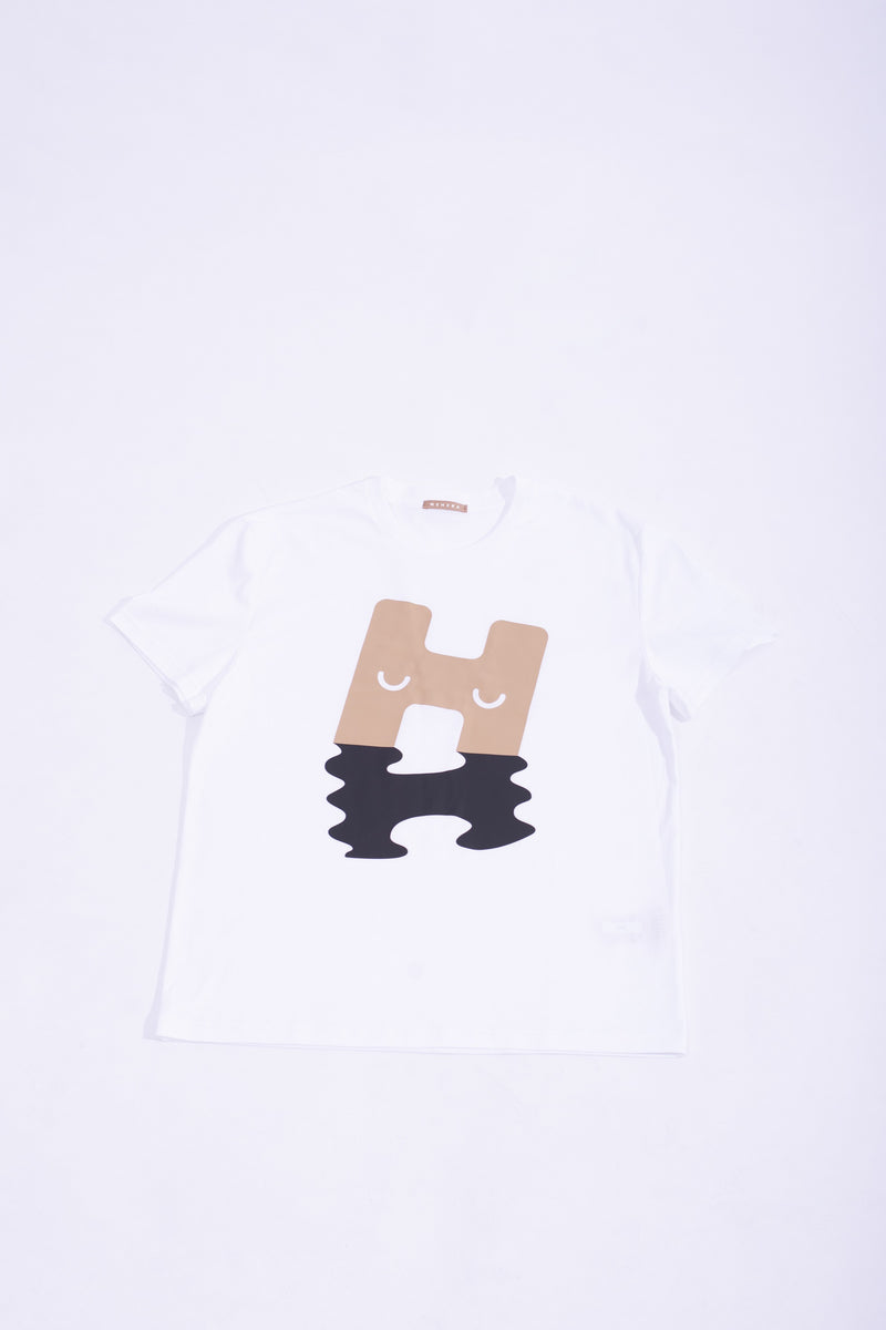 White cotton ''H-LOGO REFLECTION'' jersey t-shirt