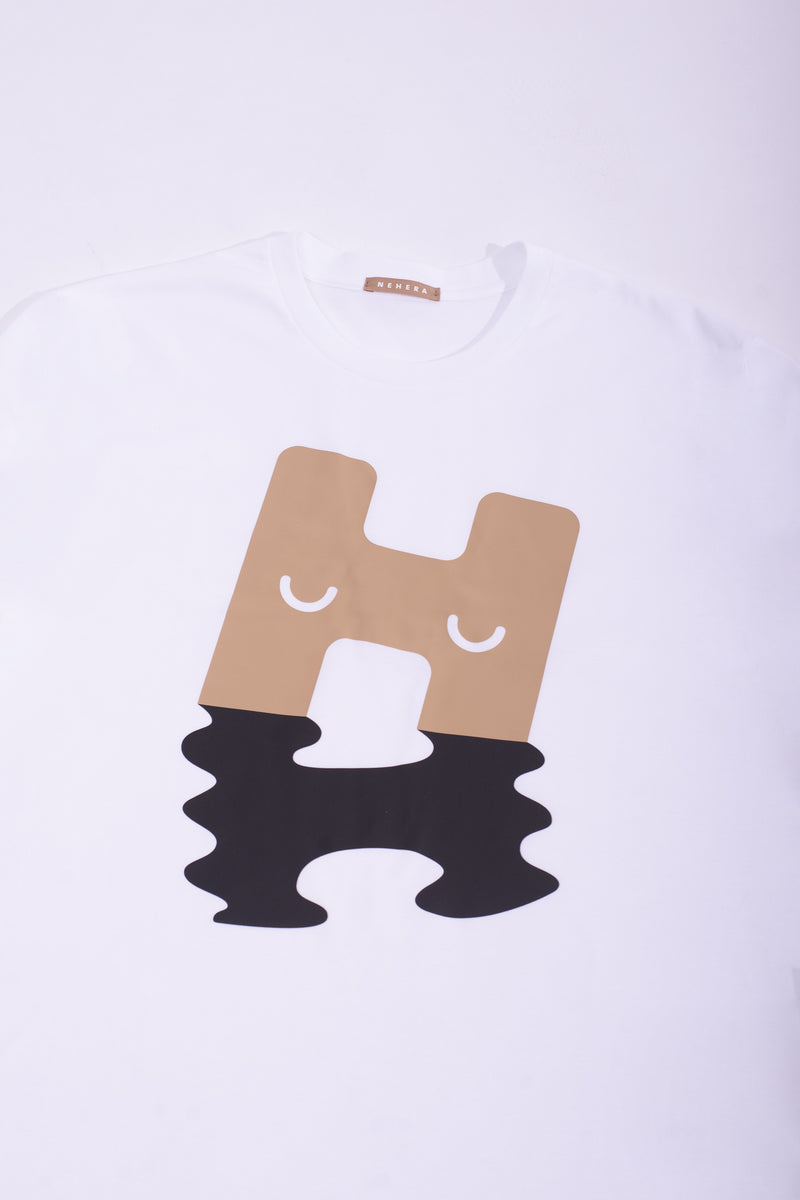 White cotton 'H-LOGO REFLECTION' jersey t-shirt