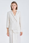 White sand linen twill half jacket
