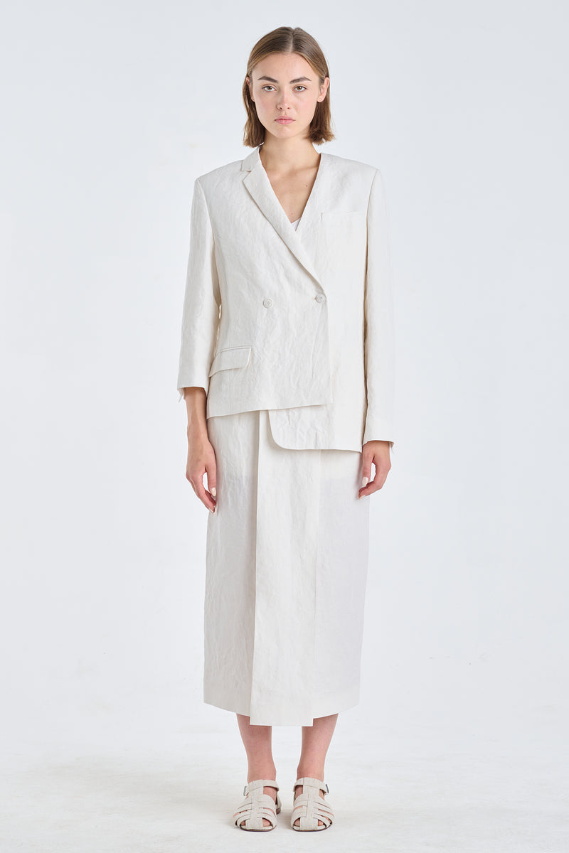 White sand linen twill half jacket