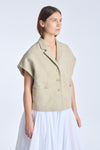 Beige textured cotton layering jacket