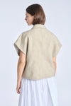 Beige textured cotton layering jacket