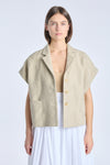 Beige textured cotton layering jacket