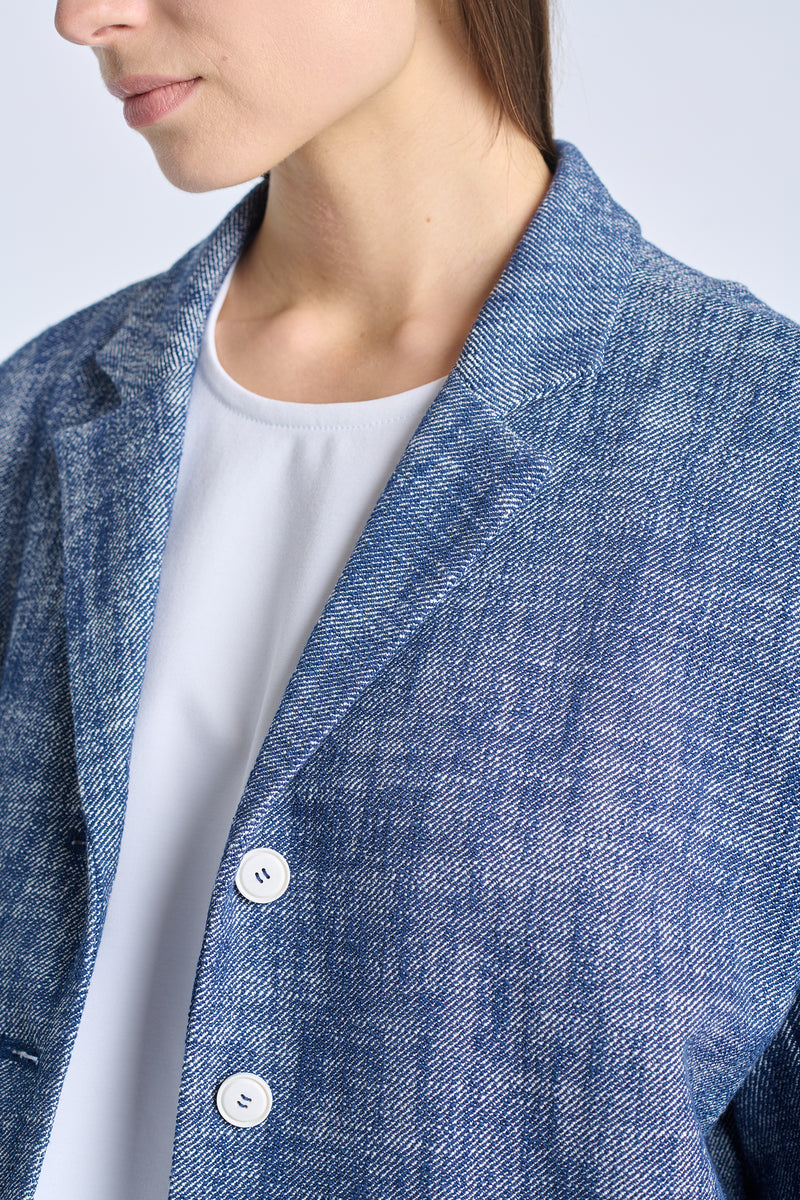 Blue denim cotton short jacket