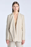 Beige striped linen asymmetric jacket