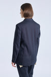 Navy blue hemp asymmetric jacket