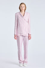 Pink lavender striped linen asymmetric jacket