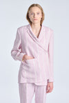 Pink lavender striped linen asymmetric jacket