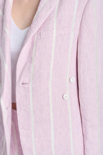 Pink lavender striped linen asymmetric jacket
