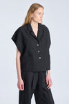 Black textured cotton layering jacket
