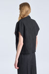 Black textured cotton layering jacket