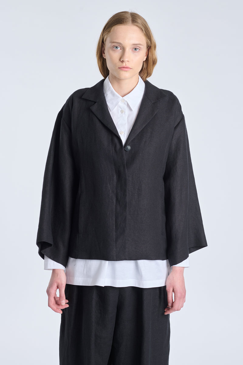 Black linen wide sleeve jacket