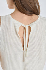 Ecru linen viscose knitted tank top