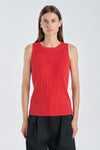 Red linen viscose knitted tank top