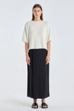Ecru linen viscose knitted t-shirt