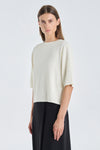 Ecru linen viscose knitted t-shirt