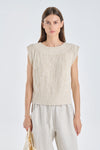 Beige linen cotton knitted vest