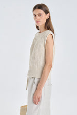 Beige linen cotton knitted vest