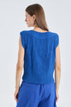 Cobalt blue linen cotton knitted vest