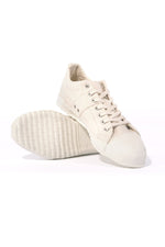 Light ivory thick cotton denim sneakers