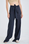 Navy blue hemp fluid pants