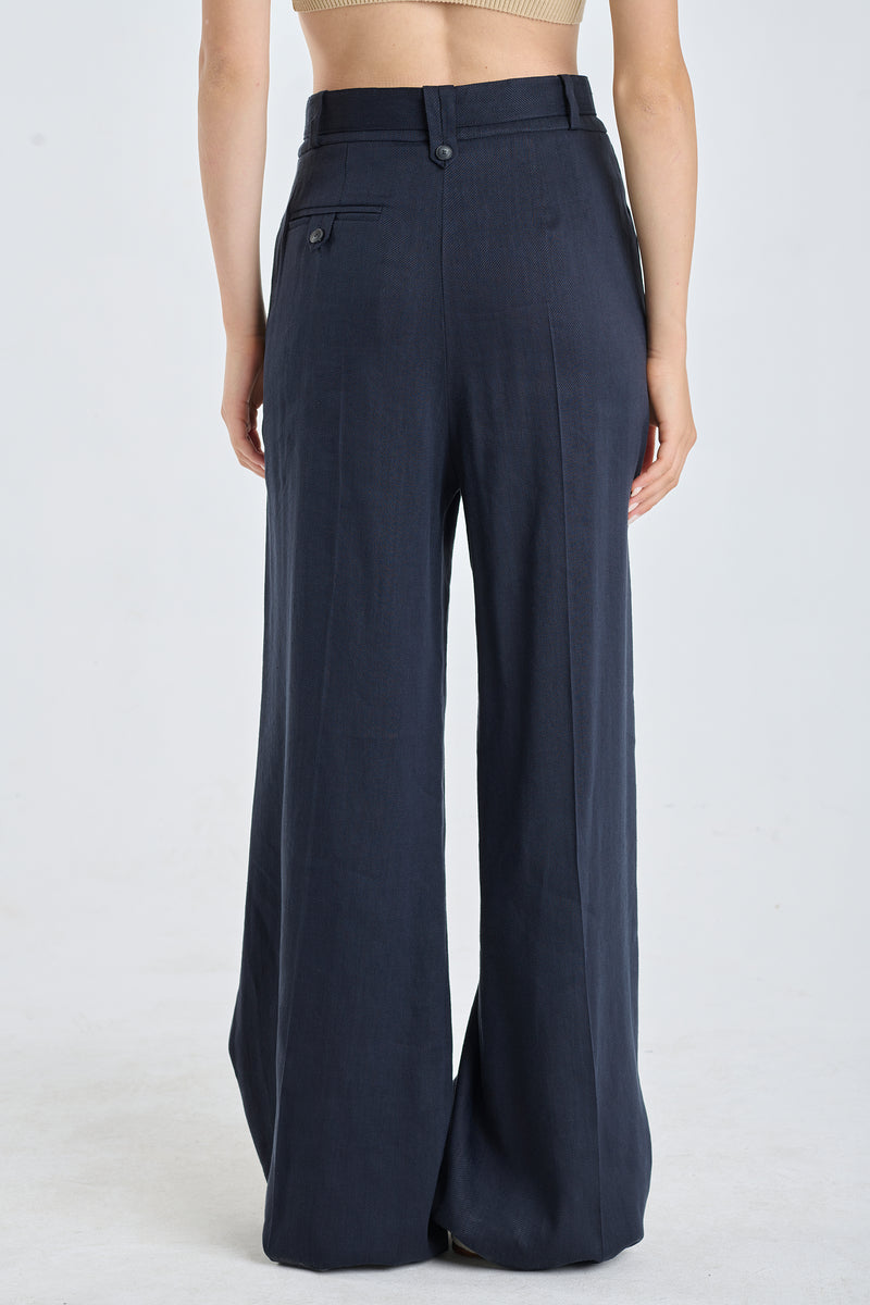Navy blue hemp fluid pants