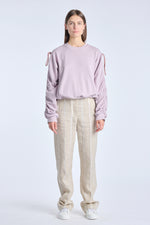 Violet ice cotton sweatshirt with drawstring sleeves
