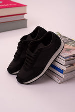 Black leather marathon unisex sneakers