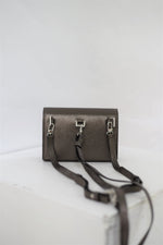 Dark bronze leather multi-strap bag